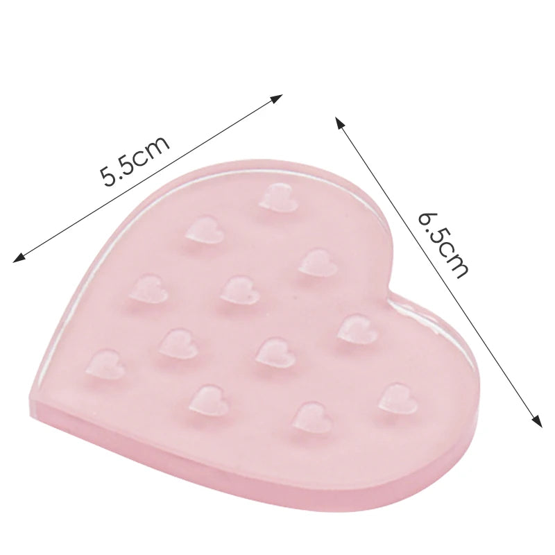 NATUHANA Heart-Shaped Crystal Resin Eyelash Glue Pad, Glass-Like Adhesive Holder Pallet for Lash Extensions, Cute Makeup Tool