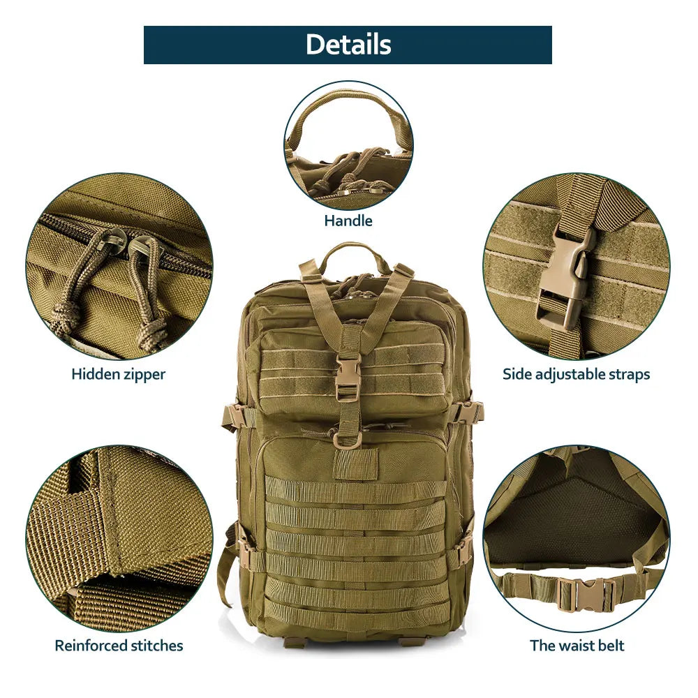 50 Liters Outdoor Tactical Dual Shoulder Large 3P Backpack Backcountry Cycling Sports Backpack Travel Attack Camouflage Multi-Fu
