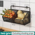 Wall-Mounted Multi-Functional Kitchen Organizer - Durable Metal Vegetable, Garlic, and Onion Storage Basket - Storage Organizer