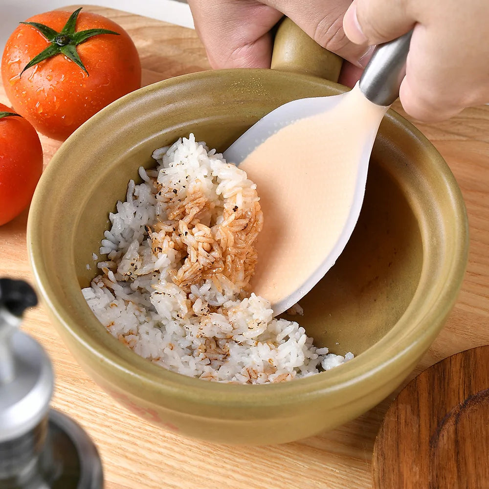 1Pcs Silicone Spoon Non-stick Cooking Spoon Anti-scalding Pot Rice High-temperature-resistant Spoon Durable Kitchen Gadgets