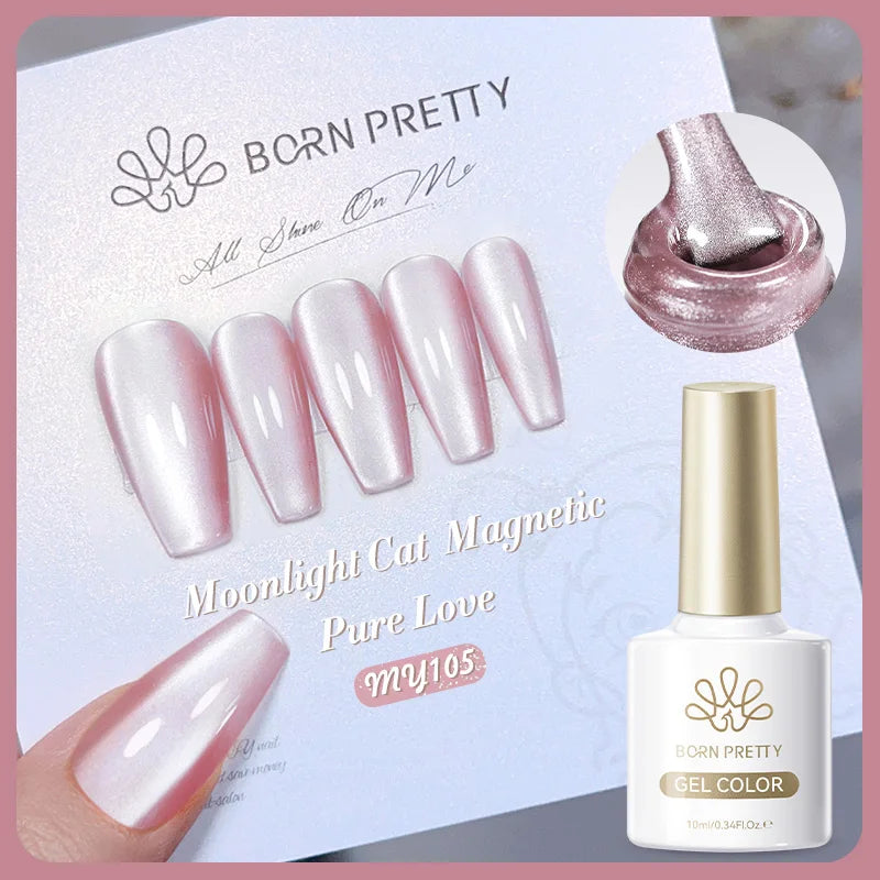BORN PRETTY 10ml Silver Water Light Cat Magnetic Gel Nail Polish Nail Supplies Vernis Semi Permanent Gel for Fall Winter Nails