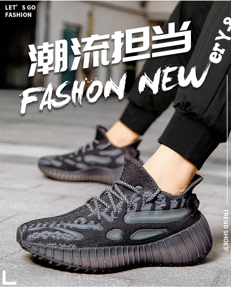 New Autumn-style Boyfriend Mesh Shoes, Breathable Casual Sports Shoes, Popcorn Sole Lightweight Running Shoes