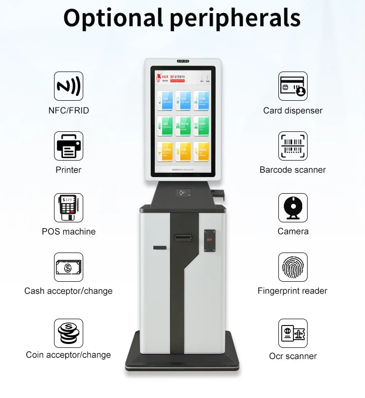 Customized 27 Inch ATM Cash Coin Acceptor Kiosk - Self-Service POS Terminal with Health & Parking Inquiry