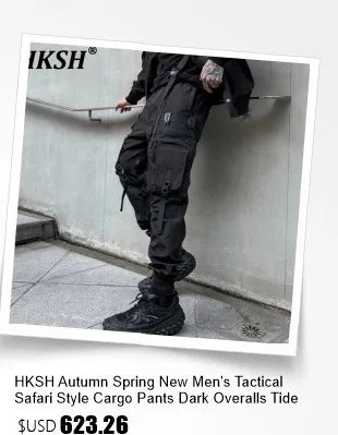 HKSH 2024 Spring Autumn Winter New Men Tide Punk Techwear Short Overcoat Jacket Fashion Chic Patchwork Coats Niche Design HK2916