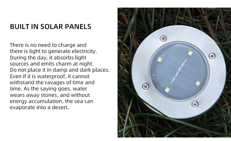 8LED Solar Power Disk Light Outdoor Garden Solar Underground Light Deck Lights Spotlight Buried Solar Lamp Landscape Lighting