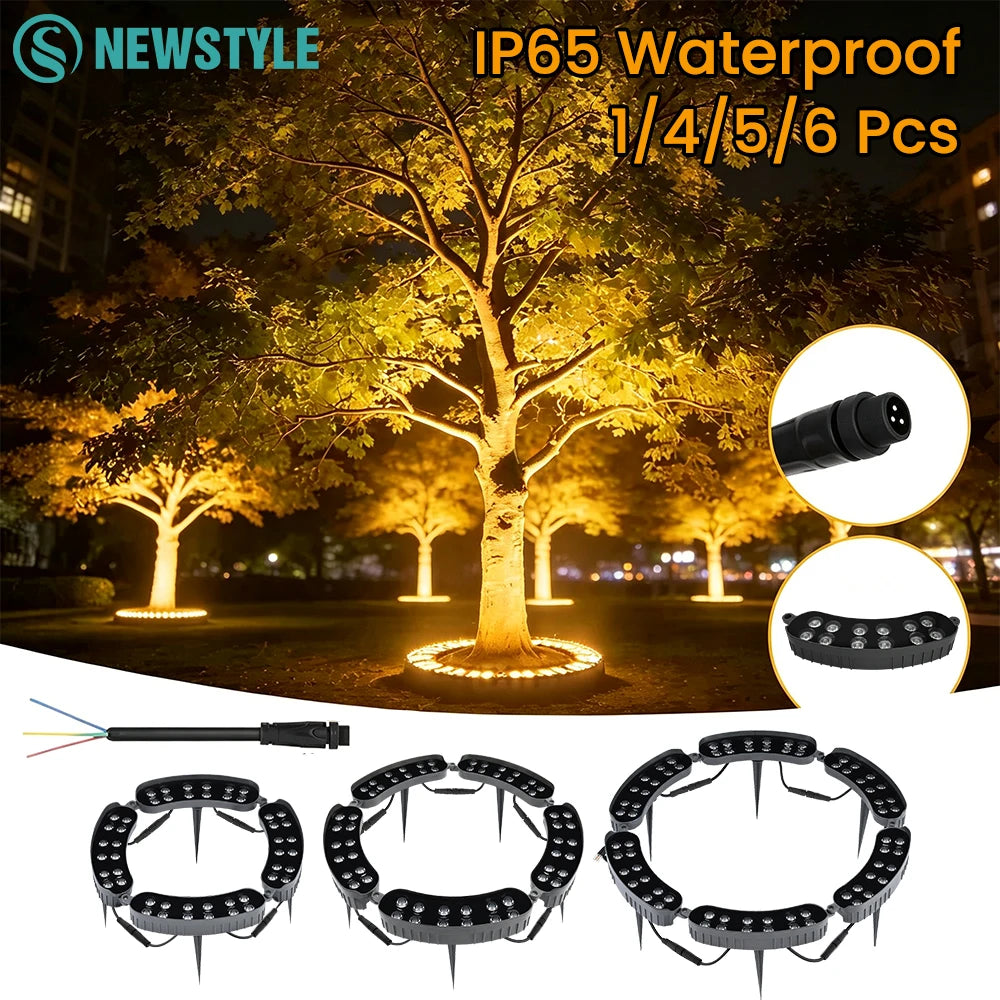 1-6Pcs Outdoor LED Tree Hugging Lamp 220V IP65 Waterproof Warm Light Garden Park Courtyard Decor Lamp Circular Tree Spotlight