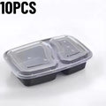 10PCS Disposable Food Boxes with Lids Two Compartments Disposable Portable Bento Boxes Storage Fruit Takeaway Food Container