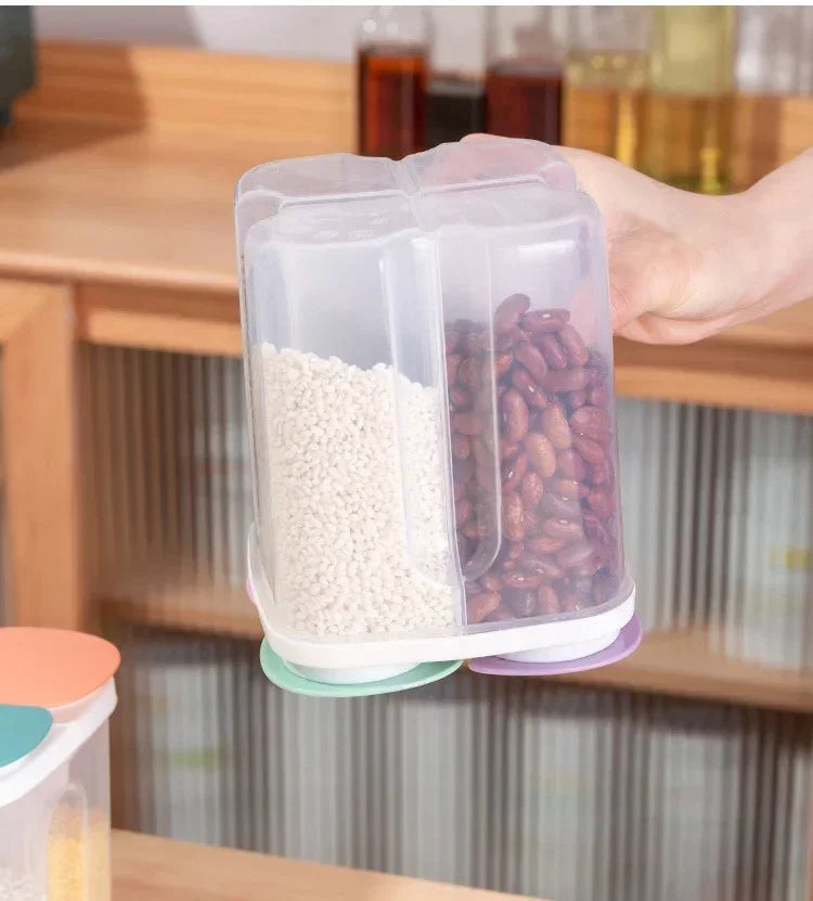 4 Grids Cereals Sealed Jar Kitchen Cereals Storage Box Plastic Food Container Moisture-proof Grain Tank Spaghetti Keep Fresh Box