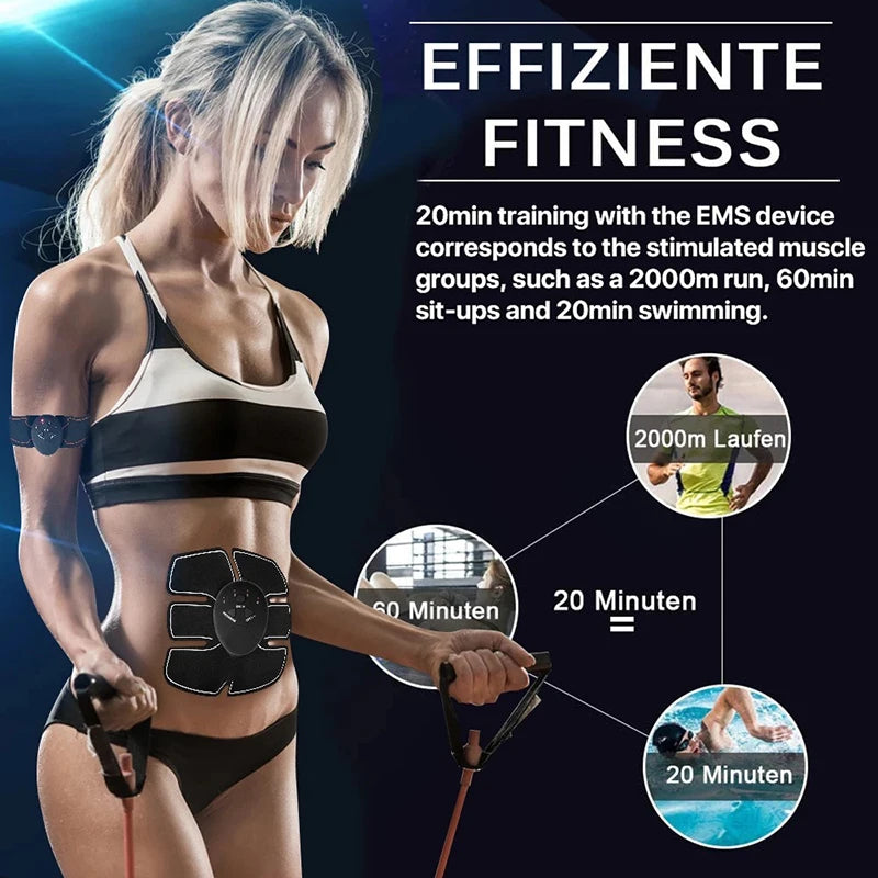 Portable Rechargeable EMS Muscle Stimulator Smart Electric Fitness Abdominal Training Stickers Body Shaping Slimming Massager