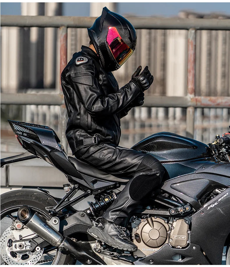 GHOST RACING Winter Motorcycle Jacket Leather Chaqueta Moto Men Waterproof Moto Suit Motorbike Riding Jacket Motocross Jacket