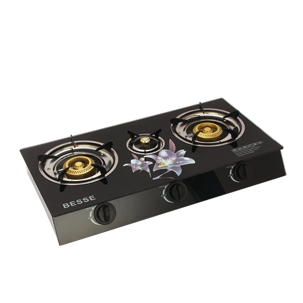 Factory Wholesale 3 burner Home Kitchen Stove Cook-top Table Stand Gas Cooker Use LPG