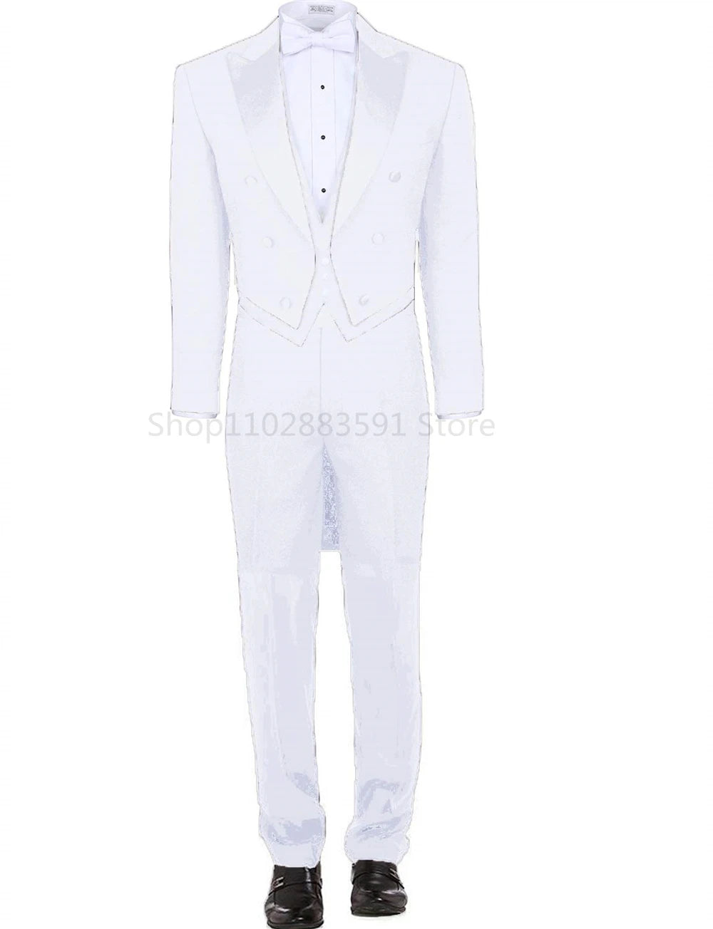 Black Formal Tailcoat For Men Suits Slim Fit Wedding Tuxedo Italian Style Custom 3 Piece Prom Dinner Jacket With Vest Pants