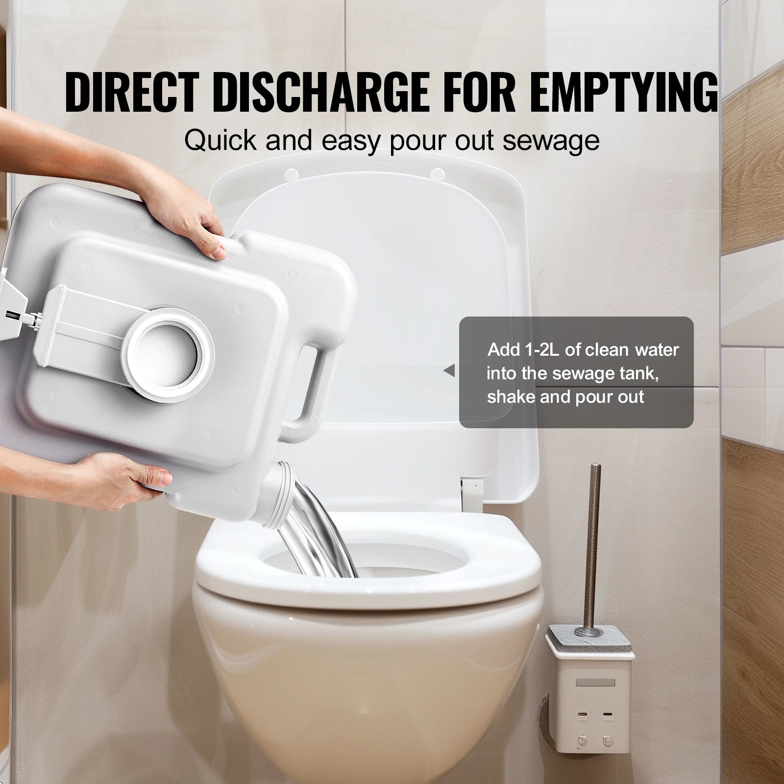 SucceBuy Portable Toilet for Camping Porta Potty Push-Button Pressurized Flush Commode Leak-proof and Odourless Portable Toilet