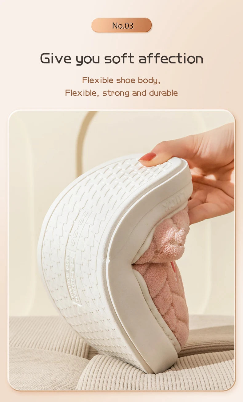 Cotton Slippers for Women in Autumn and Winter, New Indoor Home Soft Bottom, Anti Slip and Warm Plush Cotton Slippers for Women