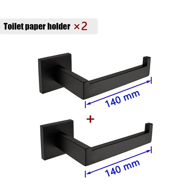 Matte Black Bathroom Hardware 304 Stainless Steel Towel Rack Toilet Paper Holder Liquid Soap Holder Towel Bar Toilet Accessories