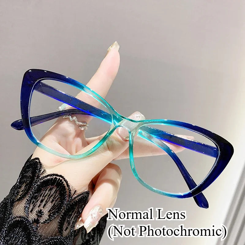 New Trendy Photochromic Glasses Men Women Fashionable Cat Eye Myopia Glasses Vintage Retro Minus Diopter Eyewear 0-1.0-4.0