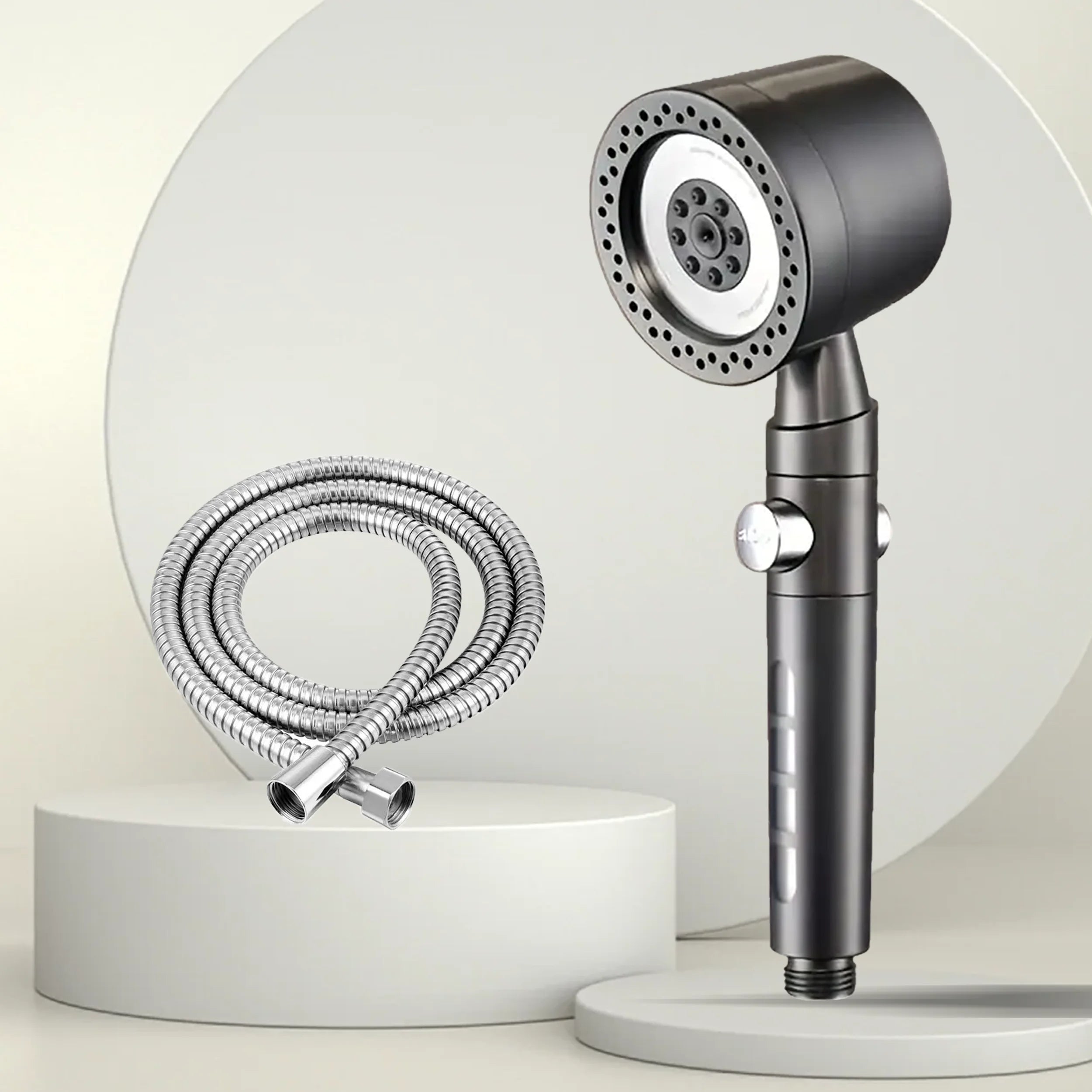 New High Pressure Water Saving Filter Shower Head 5 Modes Handheld Shower Head One Button Stop Bathroom Accessories Set
