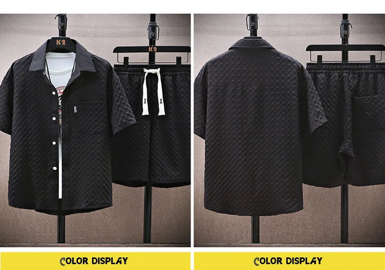 2025 Fashion Men's Sportswear Set Breathable Short Sleeve Casual Pants Retro Street Style Lightweight Summer Wear