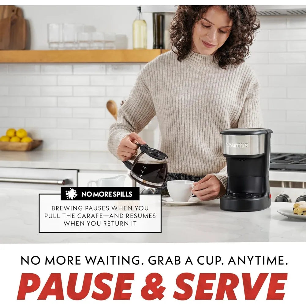 Gourmia Coffee Maker – 5 Cup, One-Touch Brew, Pause & Serve, Automatic Keep Warm, Stainless Steel Accents, Black - Beauty