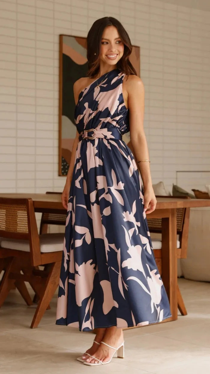 2025 Summer Fashion New Women's Sexy Vacation Dress Casual Elegant Bohemian Beach Skew Collar Off Shoulder Sashes Long Dresses