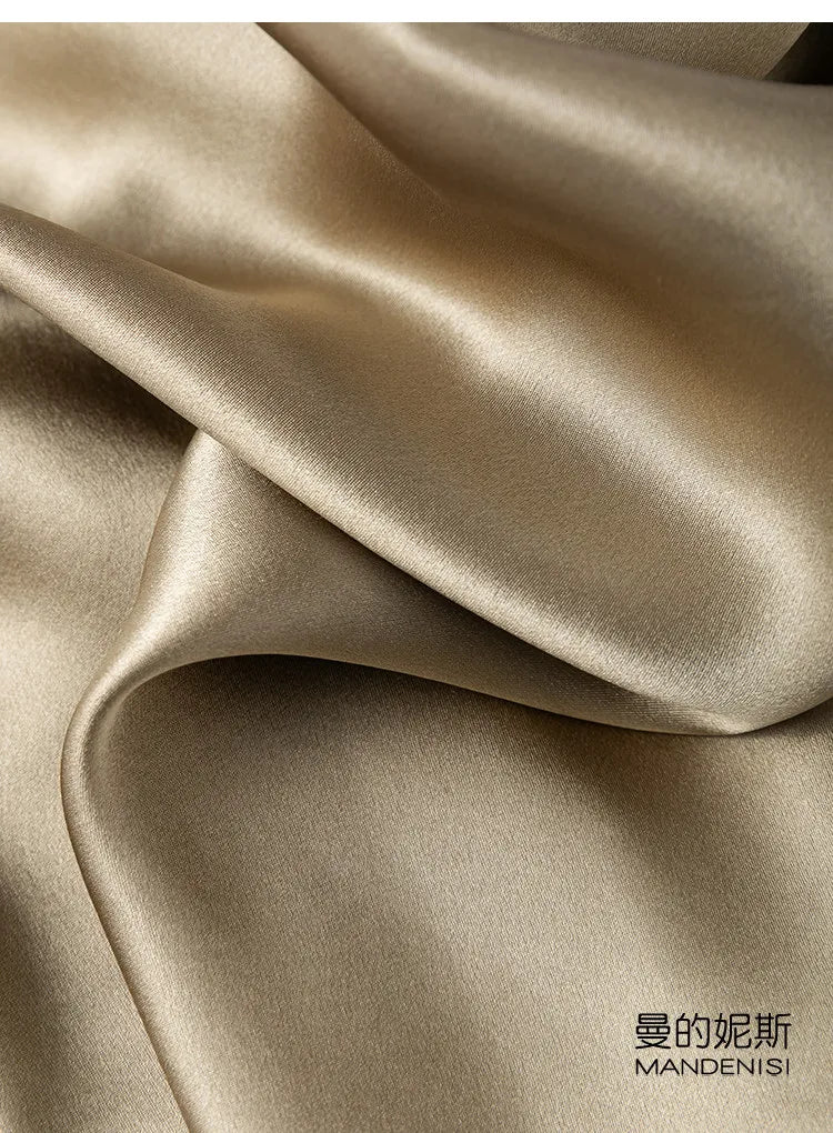 Tcyeek Woman Long Dress, 100%Real Silk, V Neck, Solid Spaghetti Strap Dresses, 2025 Elegant Chic Clothes