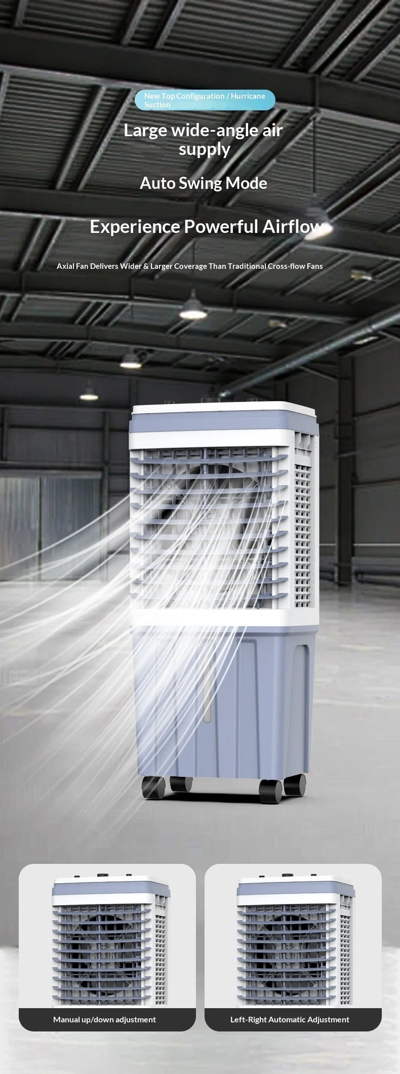 Portable Water Cooling Air Cooler, High Air Volume, for Home & Commercial Us