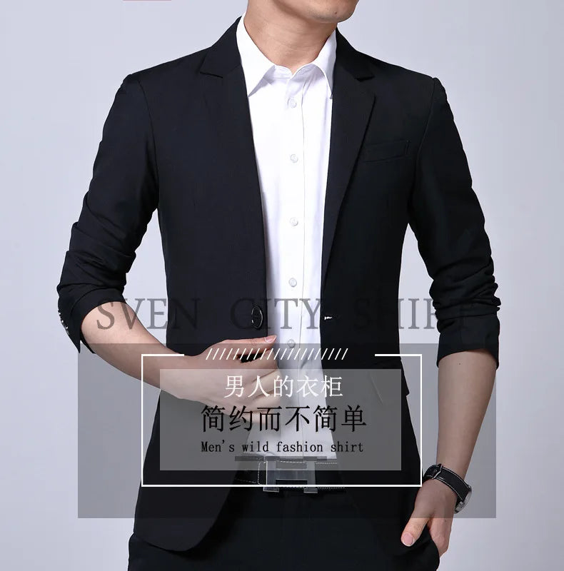 S-7XL New Business Dinner Gentleman Slim Gentleman Group Dress Fashion Men British Style Dress Best Man Solid Color Blazer