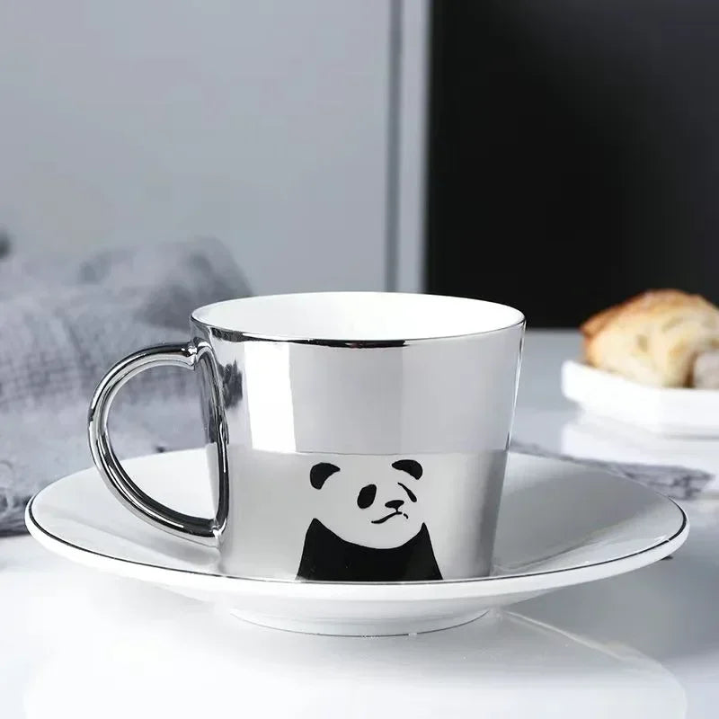 New Dynamic Mirror Reflection Cup Mug 250~300ml Home Drinkware Creative Ceramic Anamorphic Cup Coffee Tea Set Interesting Gift