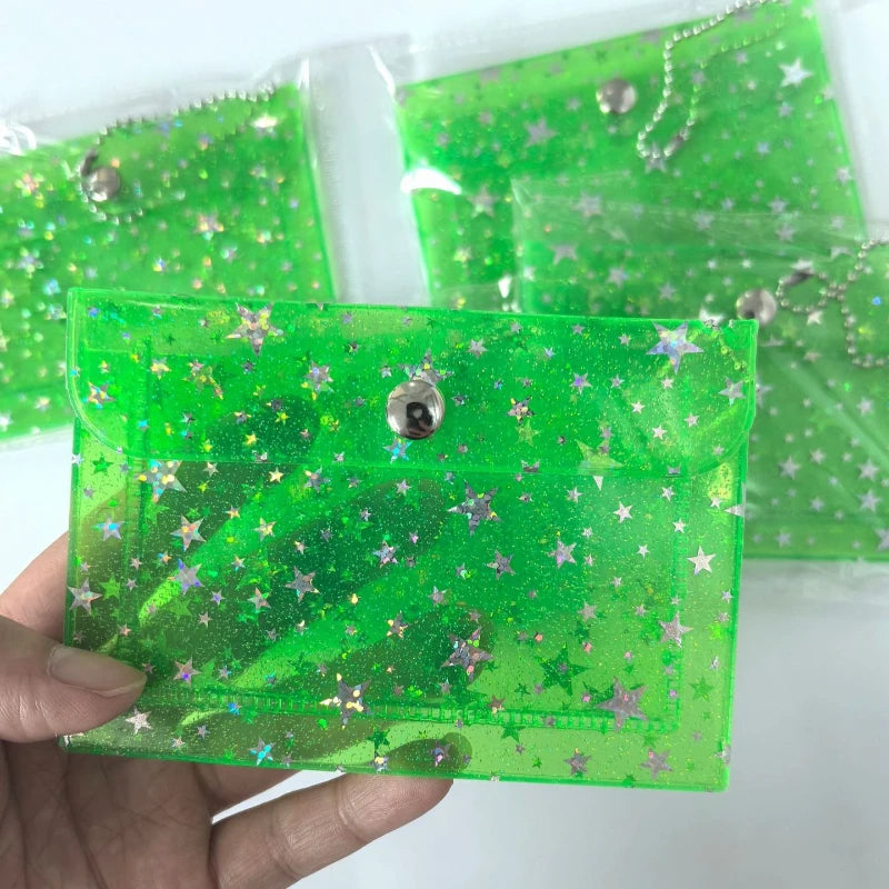 Transparent Laser Star Card Bag Children's Coin Purse Mini Cute Wallet for Women Cash Credit Card Holder Organizer