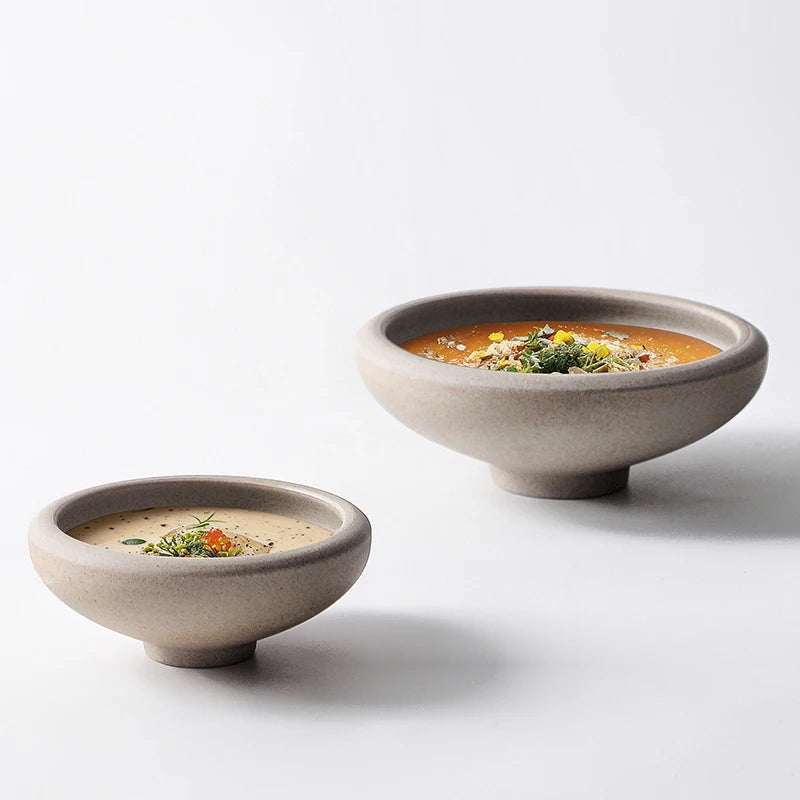 Frosted Coarse Pottery Bowl Vintage Soup Bowl Yogurt Dessert Bowl Appetizer Bowls Snack Sashimi Bowls Restaurant Tableware