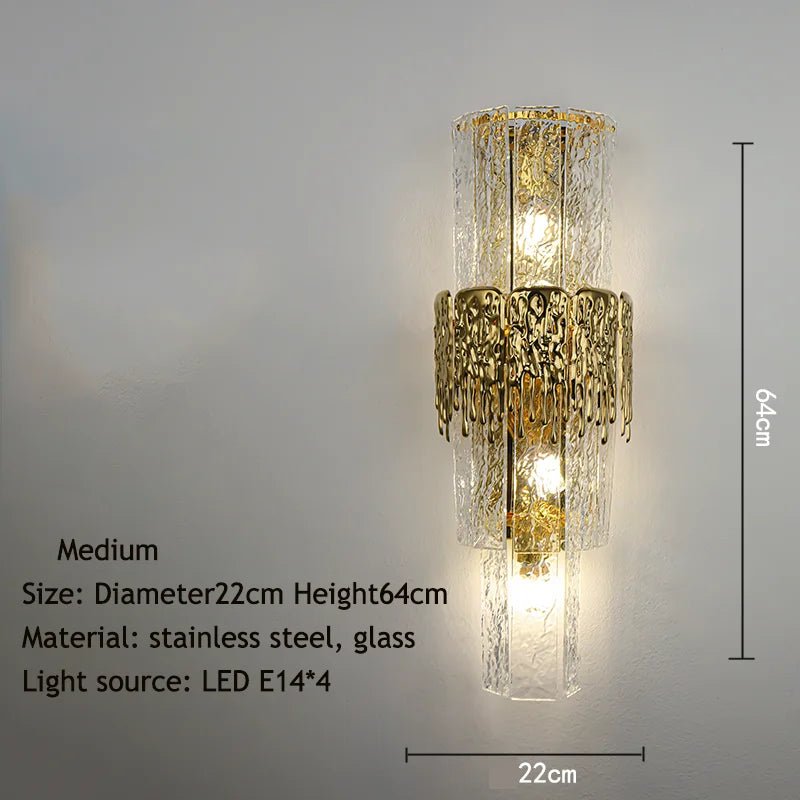 Light Luxury Led Wall Lamp Home Decoration Living Room Tv Background Wall Staircase Bedroom Italian Bedside Glass Wall Lamp