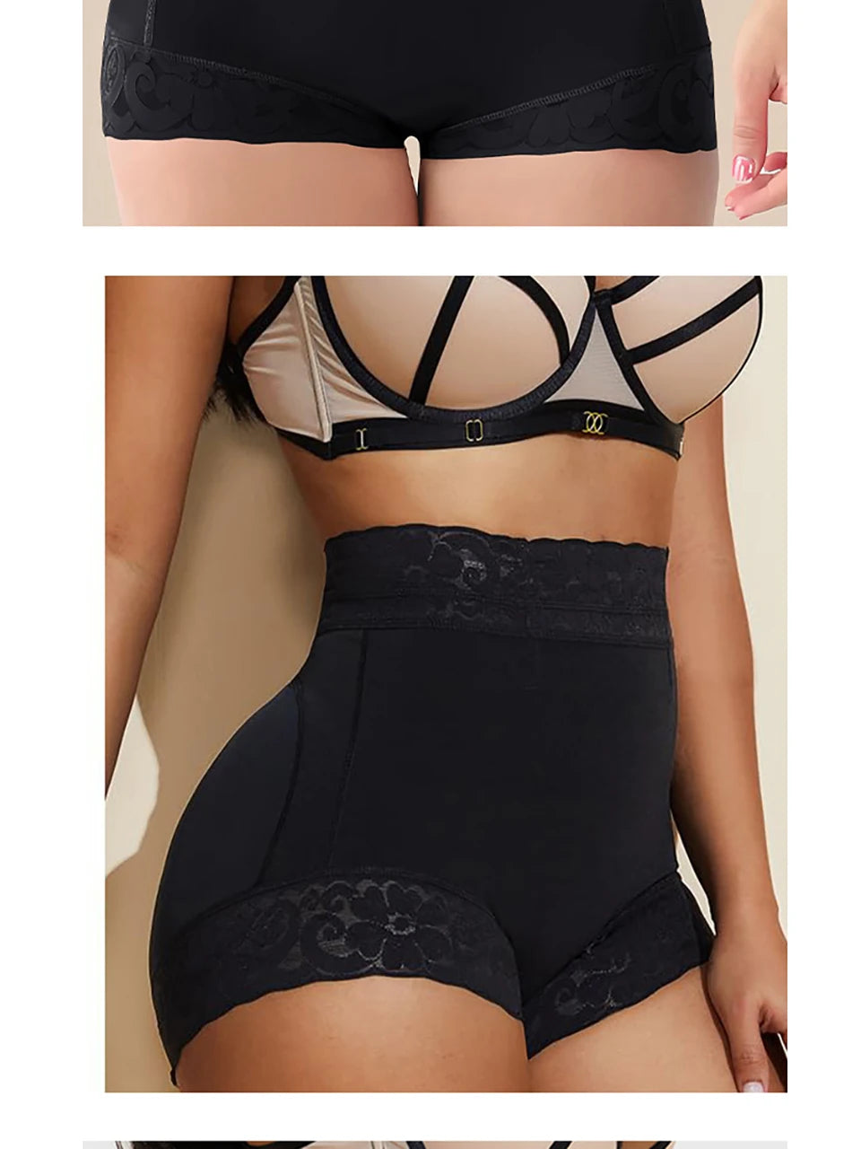Compression Body Shapewear Panties for Women Mid-Waist Trainer Booty Enhancer Underwear Anti-Slip Lace Butt Lifter Underwear