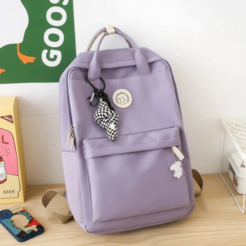 Lightweight Waterproof Women Backpack Large Capacity Solid Color Travel Backpack Nylon Ergonomic Laptop Book Bag For Teenagers