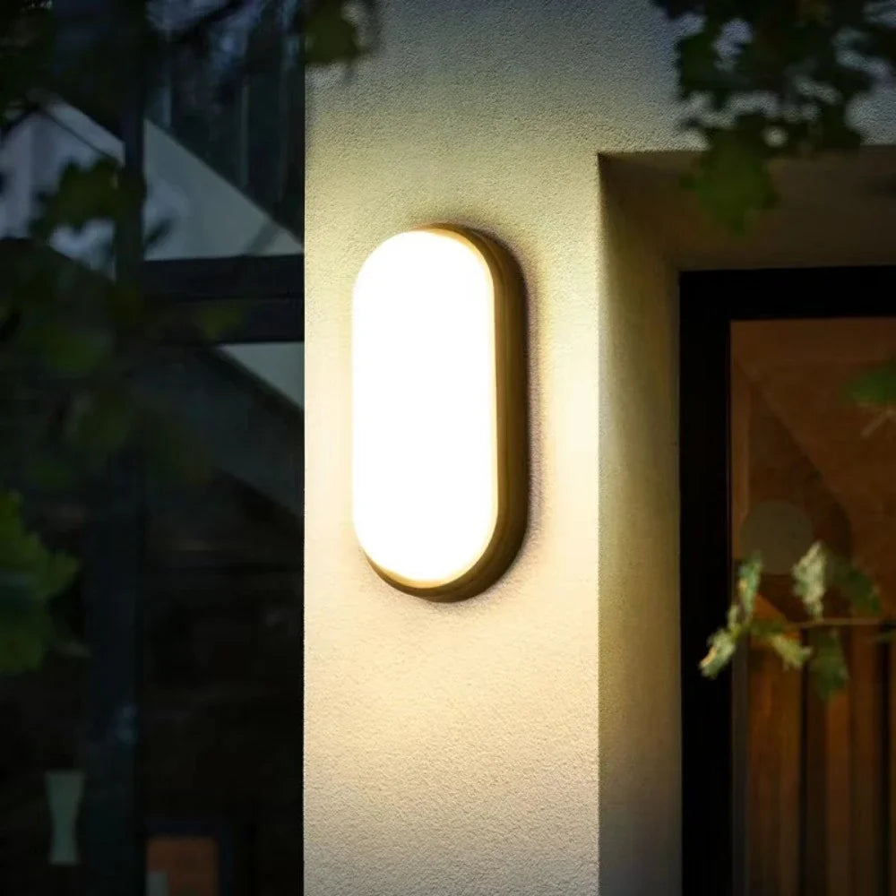 Oval Wall Lighting 12W Modern LED Outdoor Surface Mounted Waterproof Bathroom Porch Wall Sconce Aisle