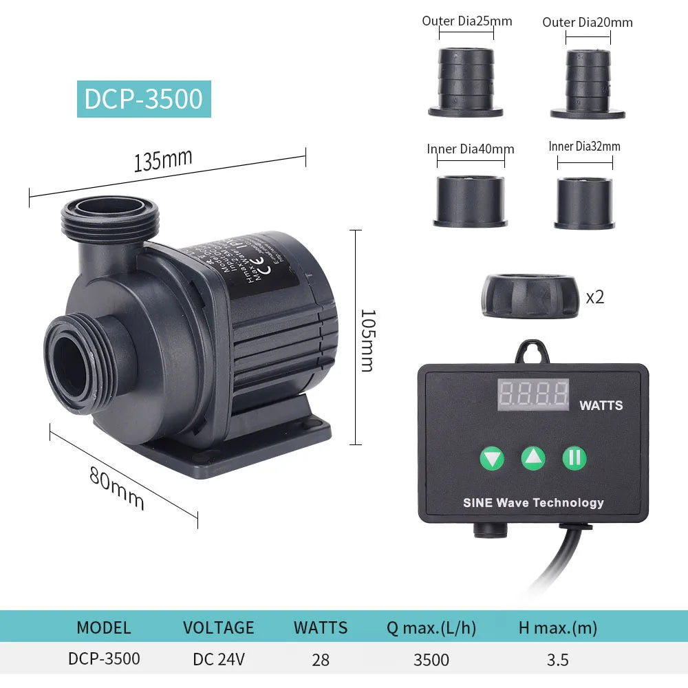 Jebao DCP Sine Wave DC Pump 2500-20000L/H Adjustable Flow Submersible Water Pump for Freshwater Saltwater Reef Tank Pond