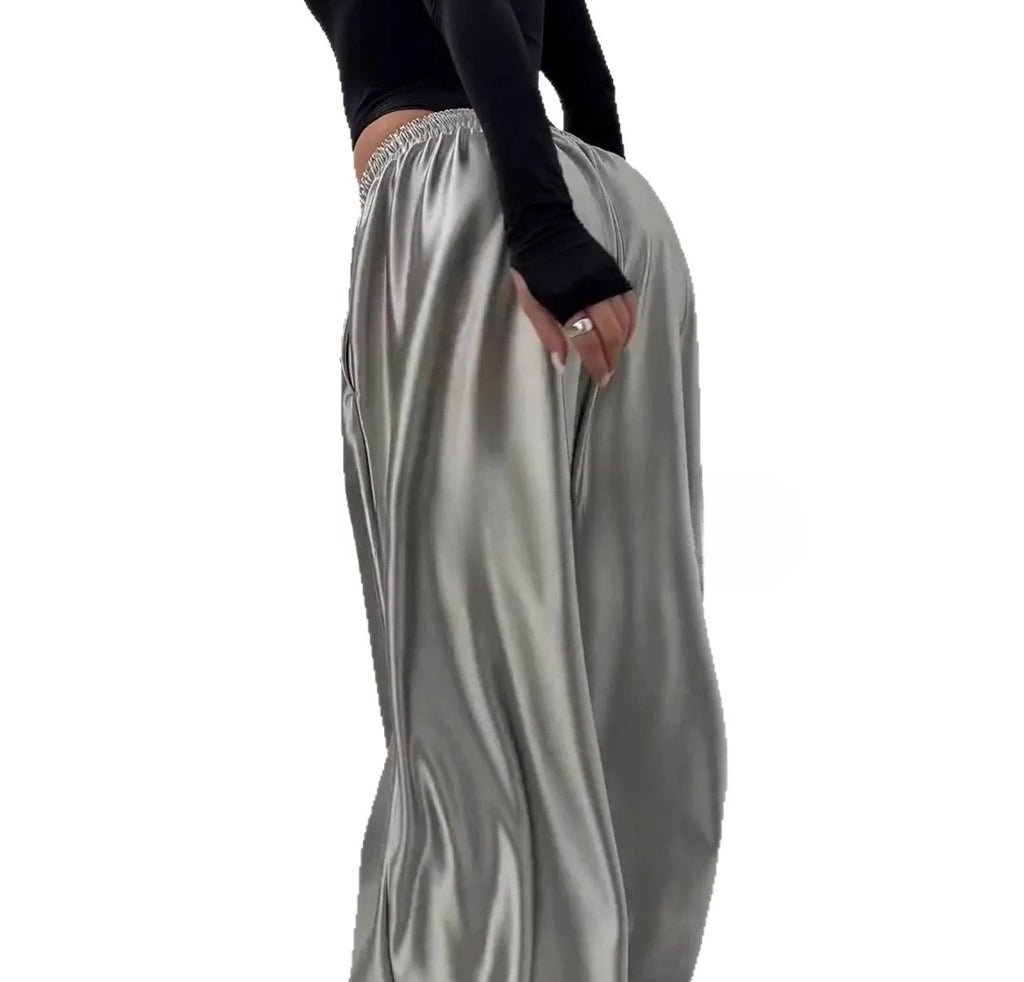 Women's Drawstring Wide Leg Pants Casual Floor-Length Trousers Spring Summer New Fashionable Comfortable Fit