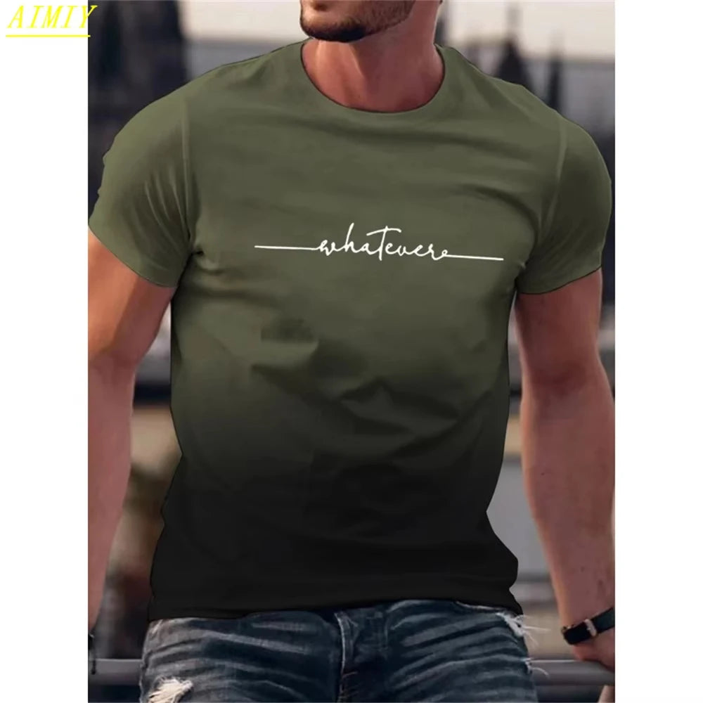 Casual Men's T-Shirts Spring Clothing Ombre Shirts Oversized Short Sleeve Tops Boys Tees Oversized Vintage T-Shirts For Mens