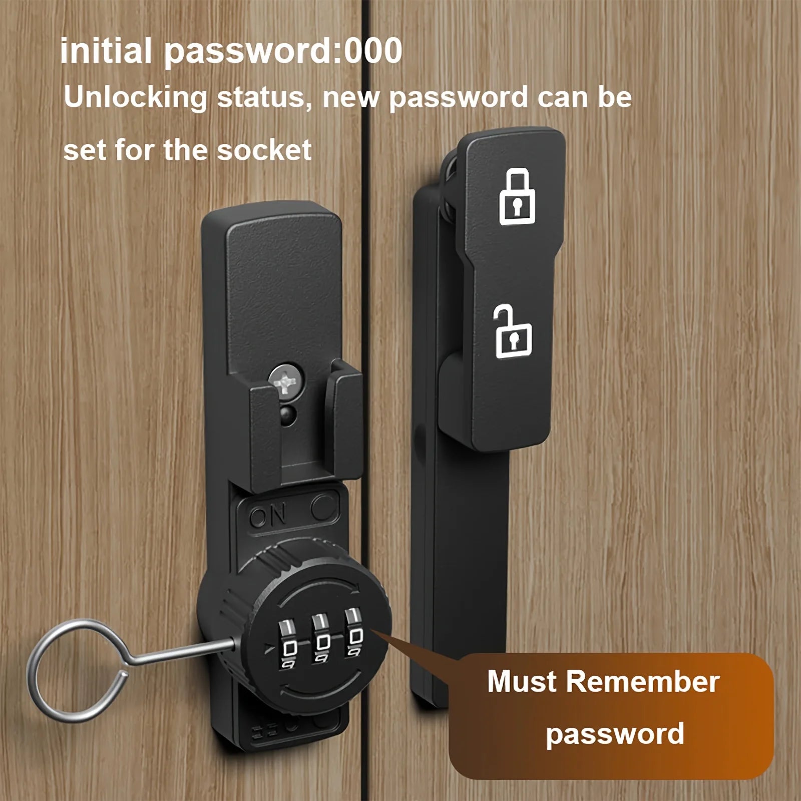 Password Door Lock and Deadbolt, 180 Degree Sliding French Barn Door Lock with 3 Digit Combination Lock, Keyless Cabinet
