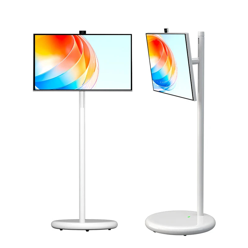 Floor-Standing TV Stand,32 Inch Monitor Screen Digital Signage Touch Screen Android 15 4+128GB Smart TV Display Portable TV Moni