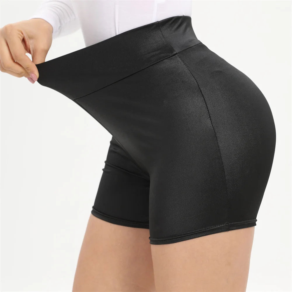 Sexy Black PU Casual Fashion Summer Shorts Women Clothing Goth Faux Leather High Waisted Womens Shorts Y2K Hot Woman Short Pants