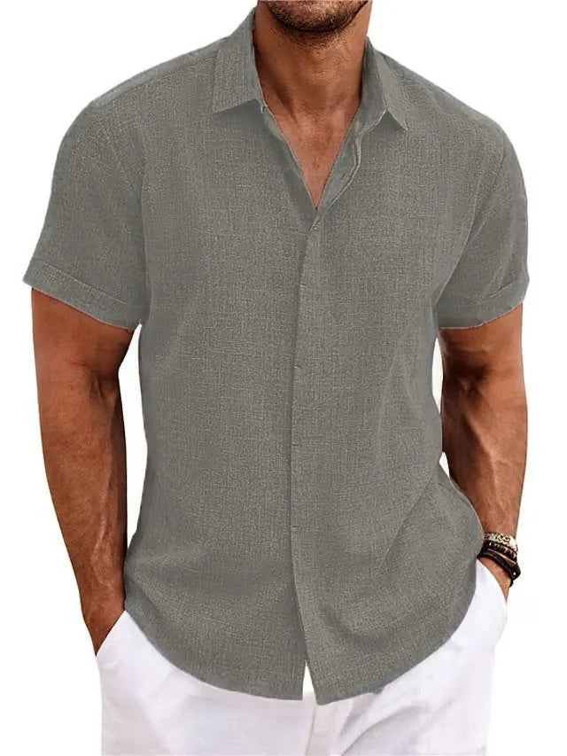 Men's Cotton Linen Short Sleeved Shirt Summer Casual Camisas Harajuku Blusas Mens Shirts Fashion Tops Men Clothing Streetwear