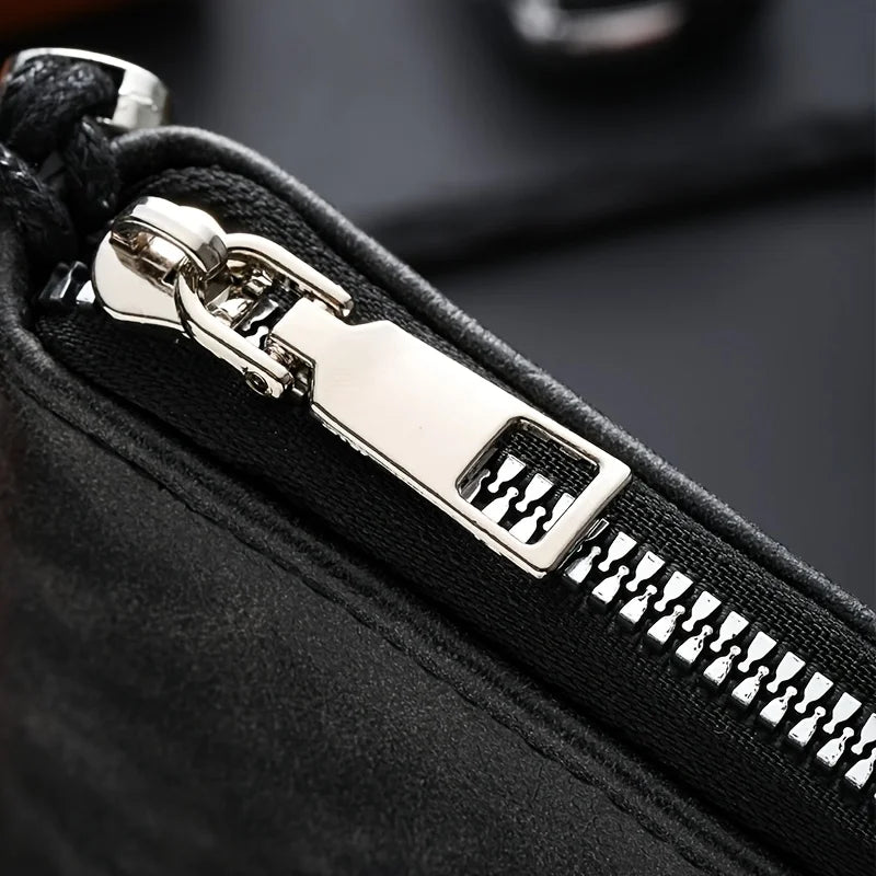 Customized Name Men's Long Handheld Wallet Multiple Card Slots with Small Coins Pocket for Mobile Phone Cash Cards Daily Storage