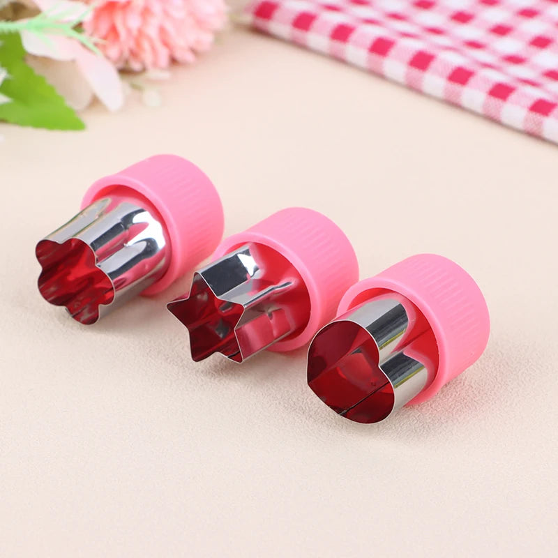 3Pcs/Set Star Heart Flower Shape Vegetables Cutter Plastic Handle Portable Stainless Steel Fruit Cutting Kitchen Gadgets