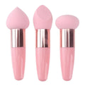 3-Piece Makeup Sponge Set with Handles - 3 Unique Shapes  with Plastic Handles for Flawless Foundation, Blending, and Detailing,