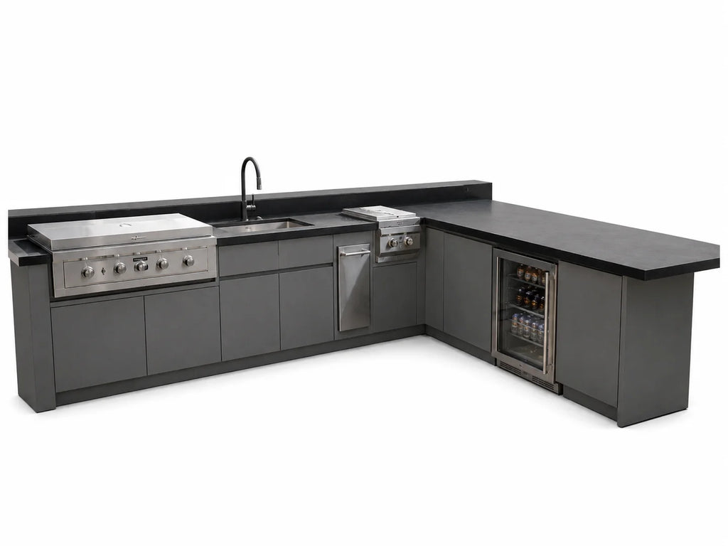 Custom 304 Stainless Steel Outdoor Kitchen Island Modular Patio Outdoor Cooking Grill Cabinet with Sink for Courtyard & Terrace