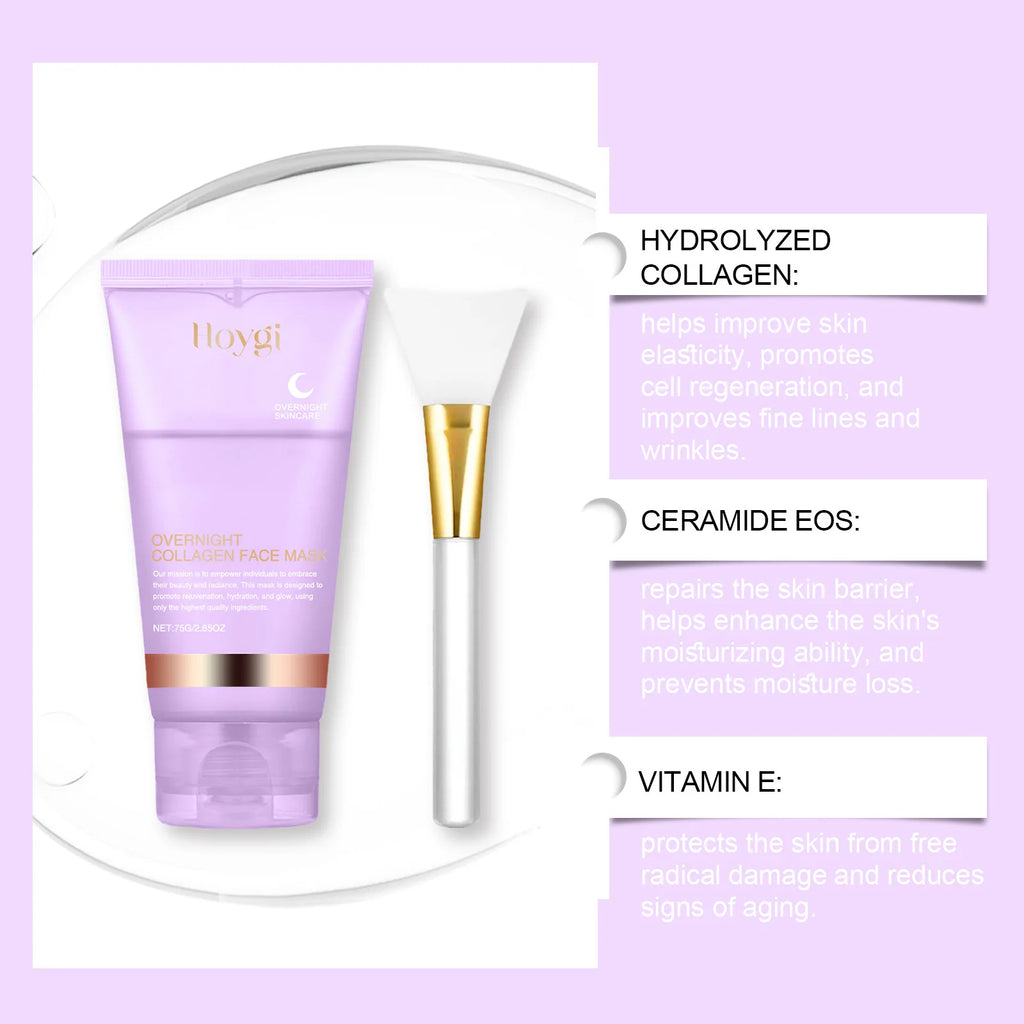 Collagen Overnight Wrapping Mask Fade Fine Lines Firming Deep Hydrating Replenishment Shrink Pores Brightening Korean Skin Care