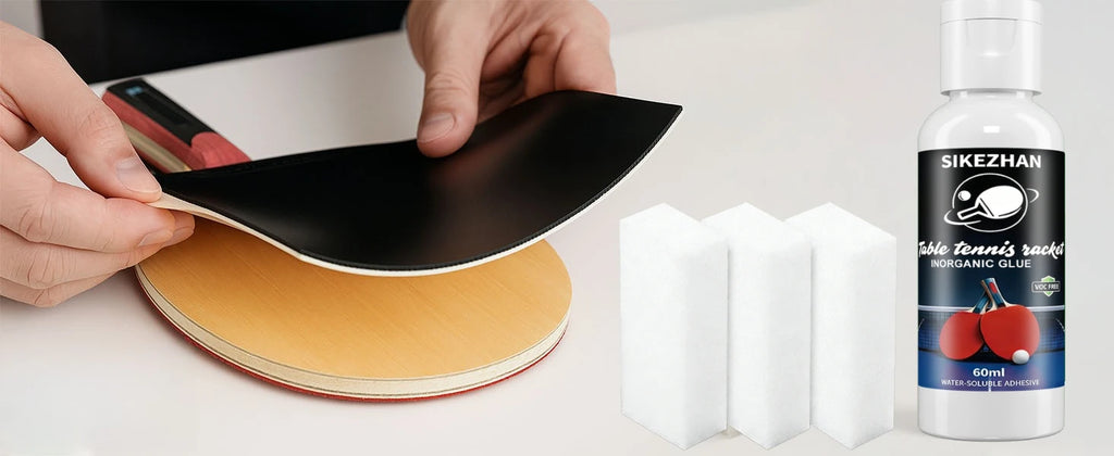 Table Tennis Glue 60ml with 3 Sponges - Professional Ping Pong Paddle Adhesive for Racket Assembly, Rubber Replacement & Repair