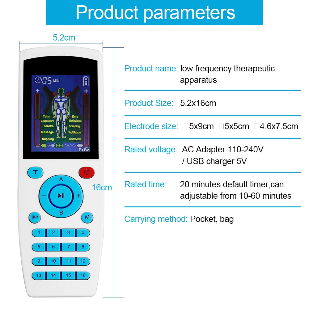 TENS Pulse Digital Muscle Massager 16 Modes 4 Outputs EMS Muscle Stimulation Digital Massage Relax Slimming Machine