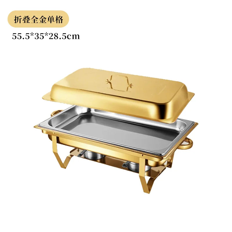 Thickened Stainless Steel Buffet Stove with Folding Foot Insulated Food Heating Container for Restaurant