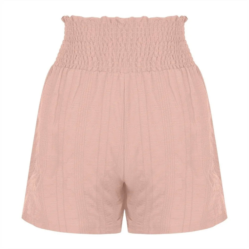 Casual Drawstring Women's Short Loose High Waisted Sports Shorts Skirt Pleated Lace Up Pajama Pants Summer